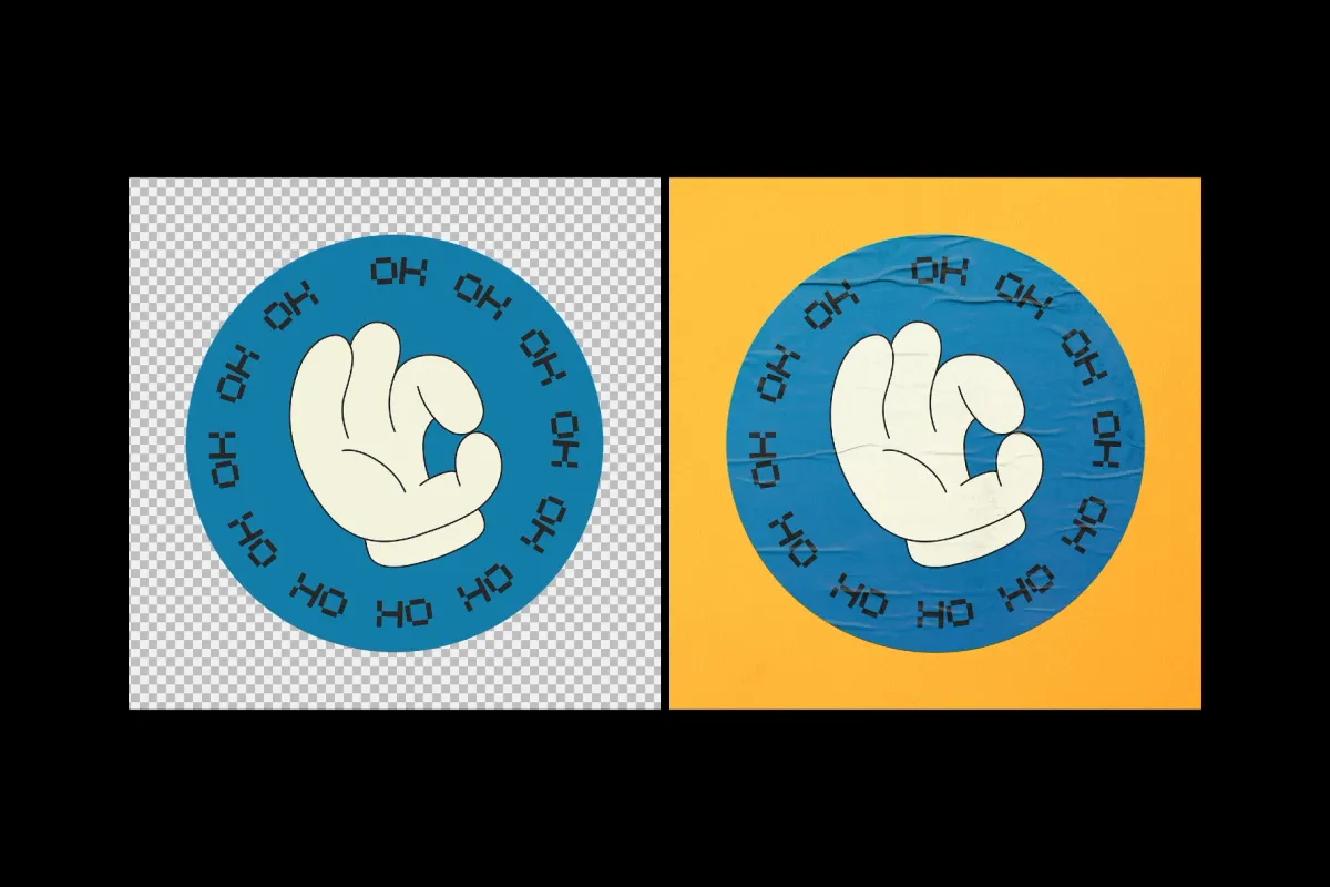 Creased Plastic Stickers Mockup