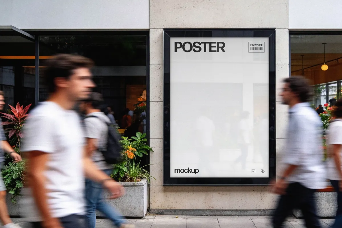 Outdoor Framed Poster Mockup