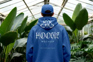 Botanic Back View Hoodie Mockup