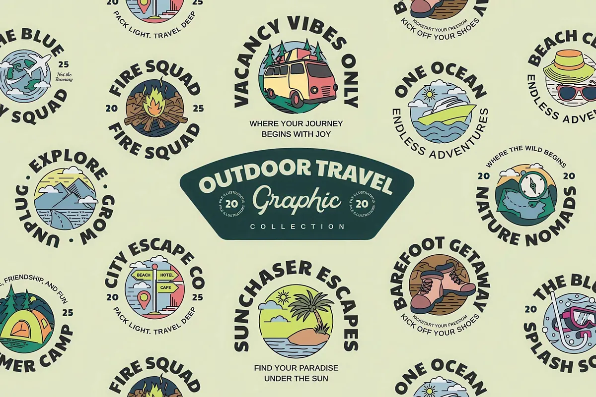 Outdoor Travel Vector Graphic Collection