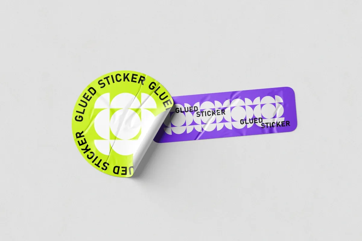 Glued Sticker Mockups