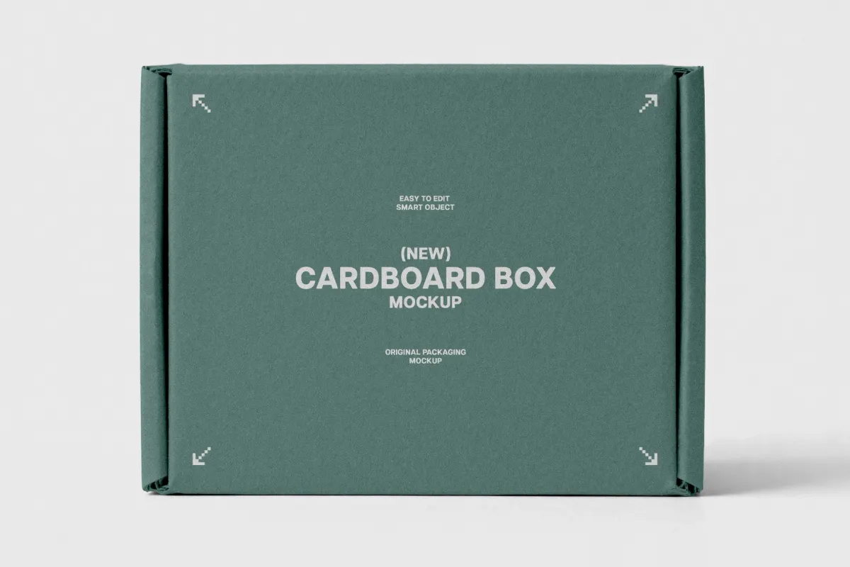 Closed Cardboard Box Mockup