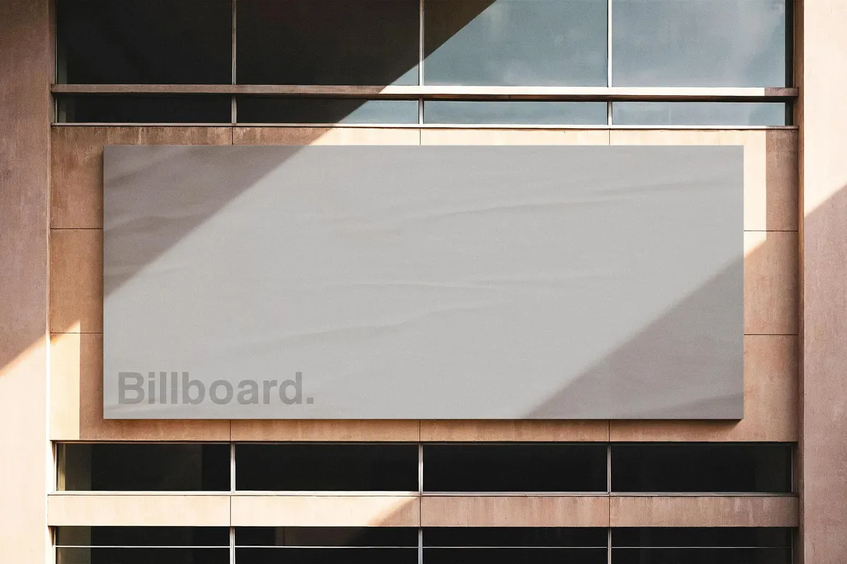 Glued Building Billboard Mockup