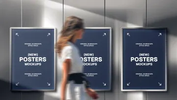Metal Wall Posters Mockup