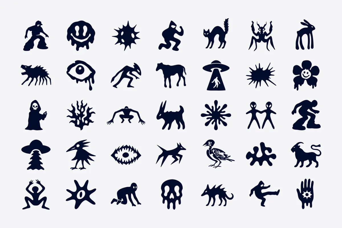 Trippy Shapes. 35 Psychedelic Y2K Vector Elements