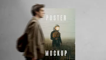Minimal Glued Wall Poster Mockups