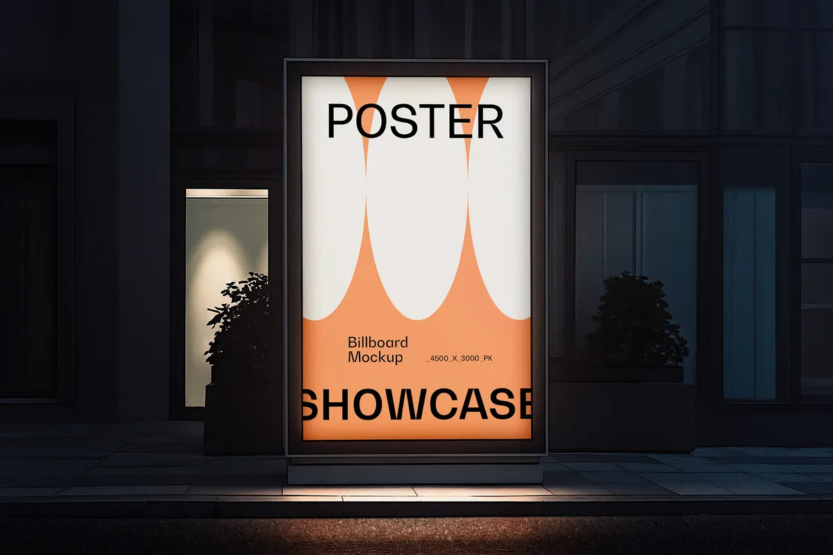 Lightbox Mockup At Night