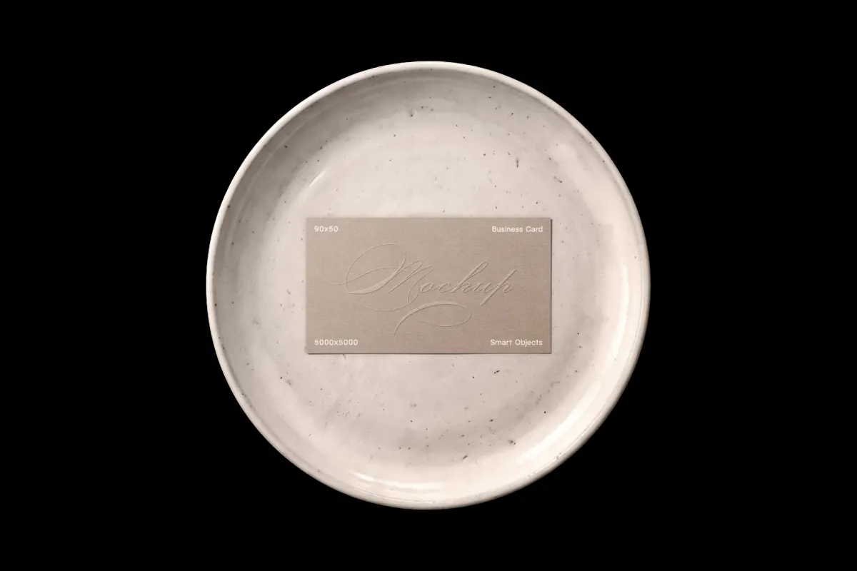 Business Card on a Plate Mockup