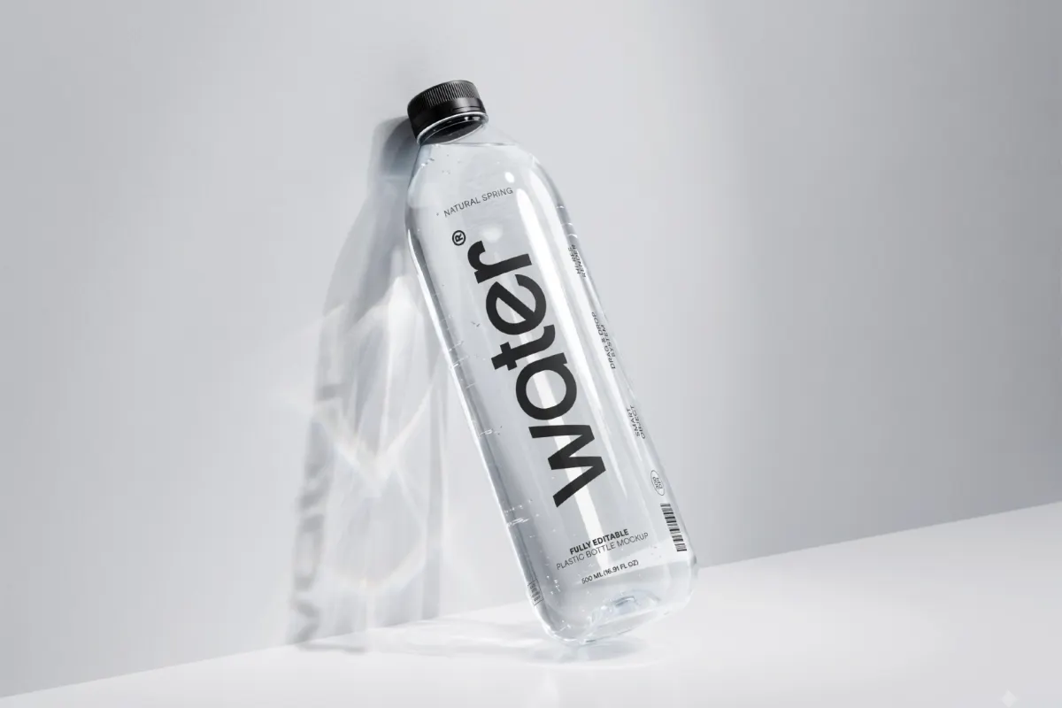 Clear Plastic Water Bottle Mockup for Branding