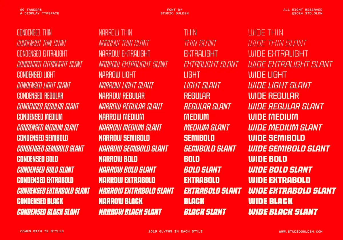 SG Tanders Superfamily: 72 Fonts