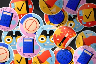 Scattered Vinyl Stickers Mockup