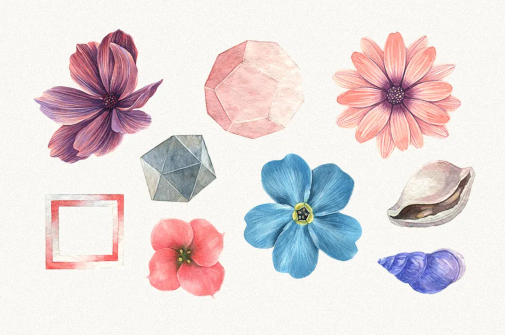 Watercolor Flowers Collection