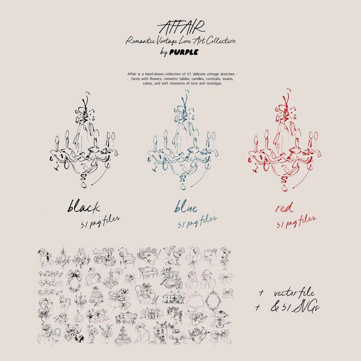 Affair: Romantic Vintage Line Art