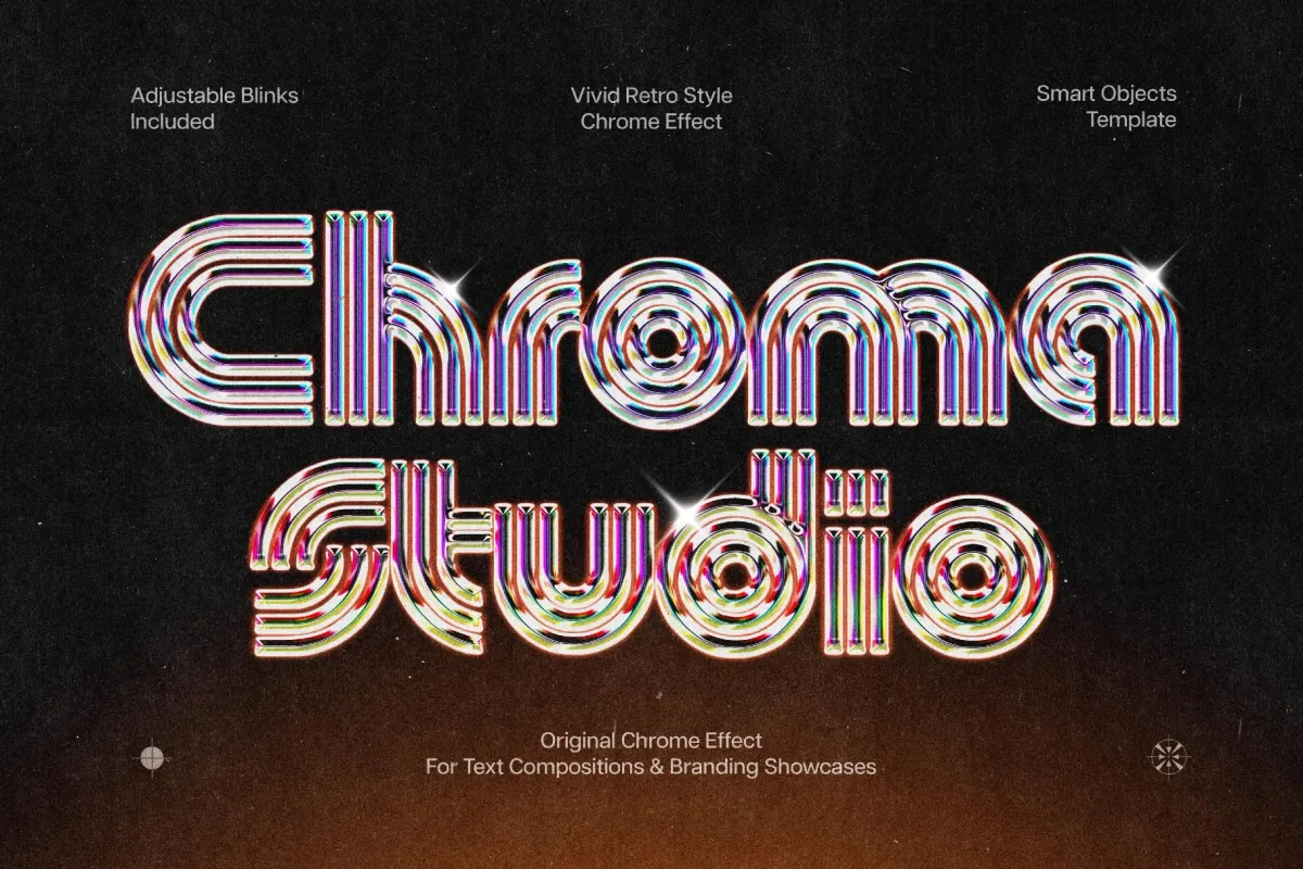 Vivid Retro Style Chrome Effect