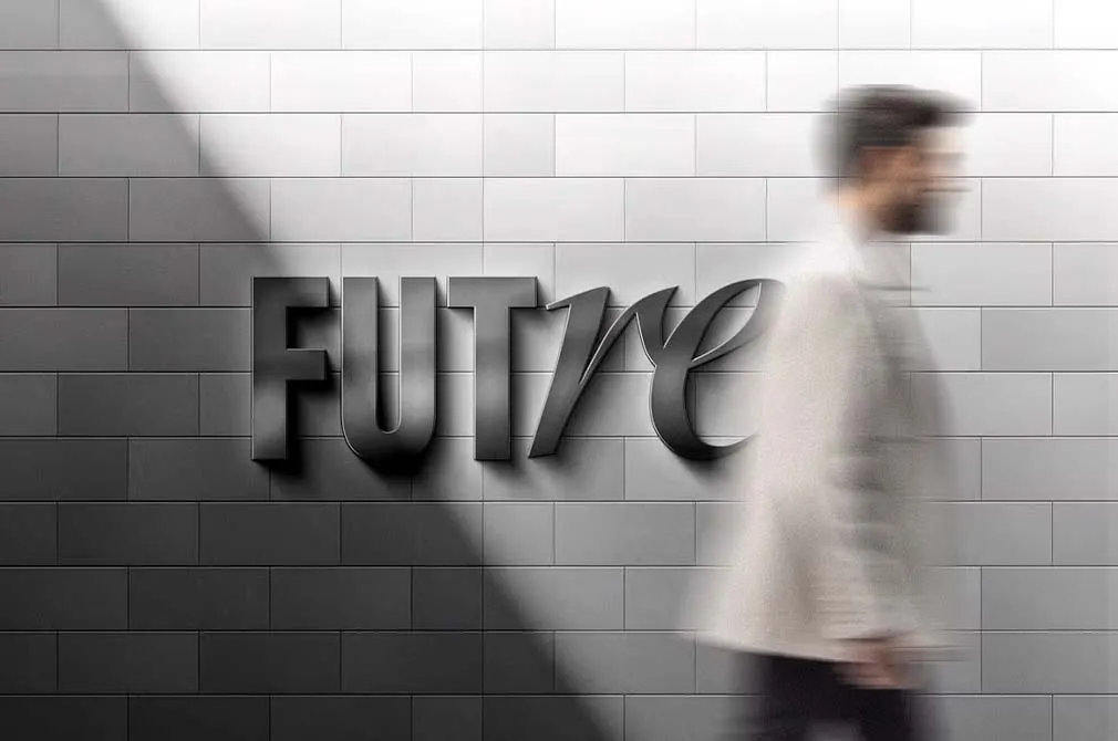 Metal Chrome Sign Logo Mockup
