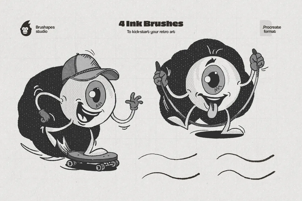 Retro Halftone Procreate Brushes