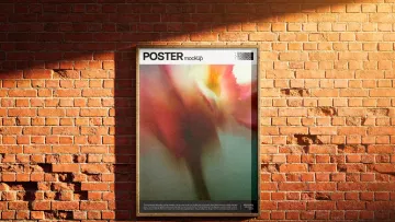 Framed Poster Mockup on Brick Wall