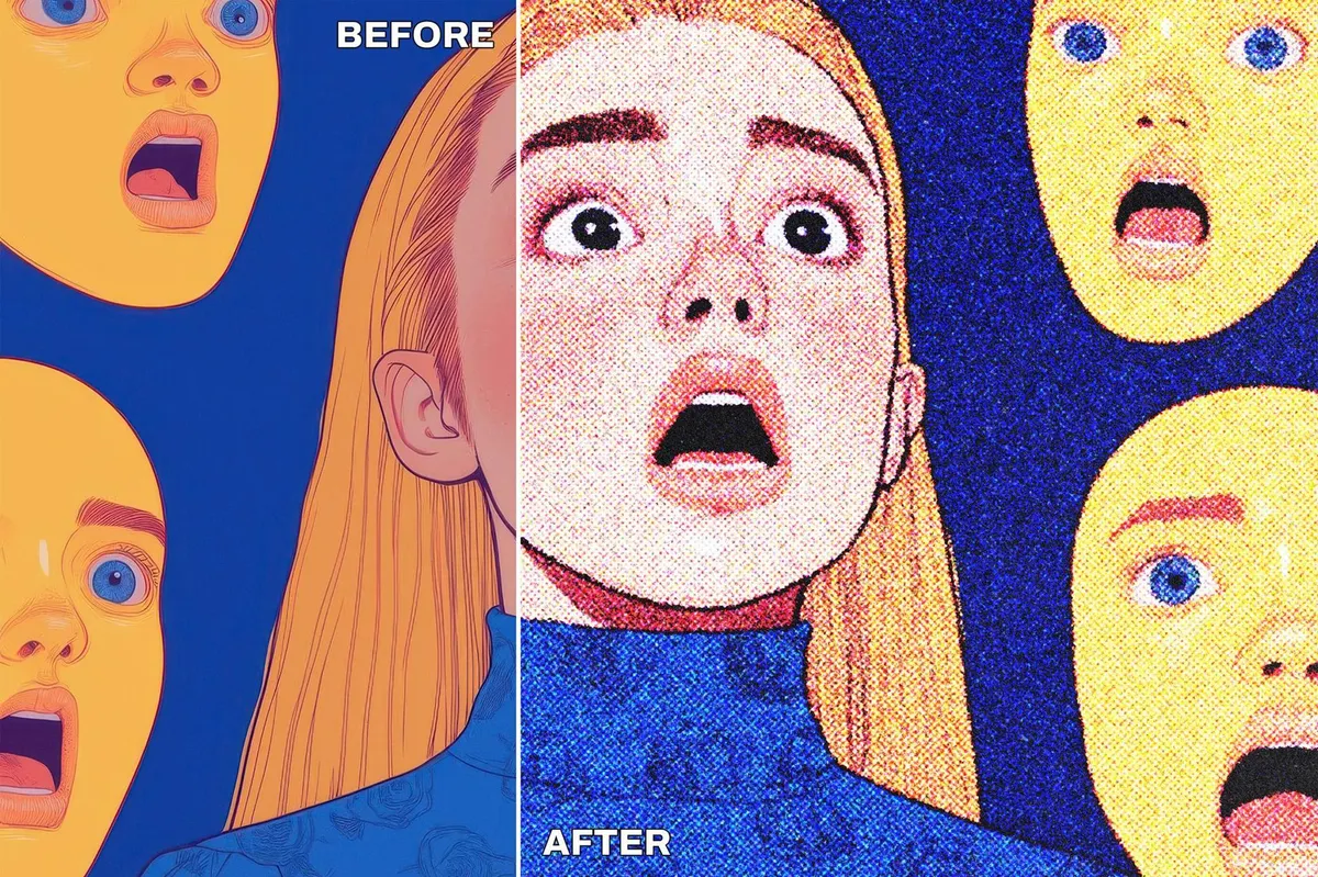 Halftone Print Effect Template