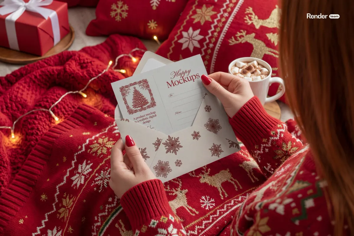 Christmas Envelope Mockup