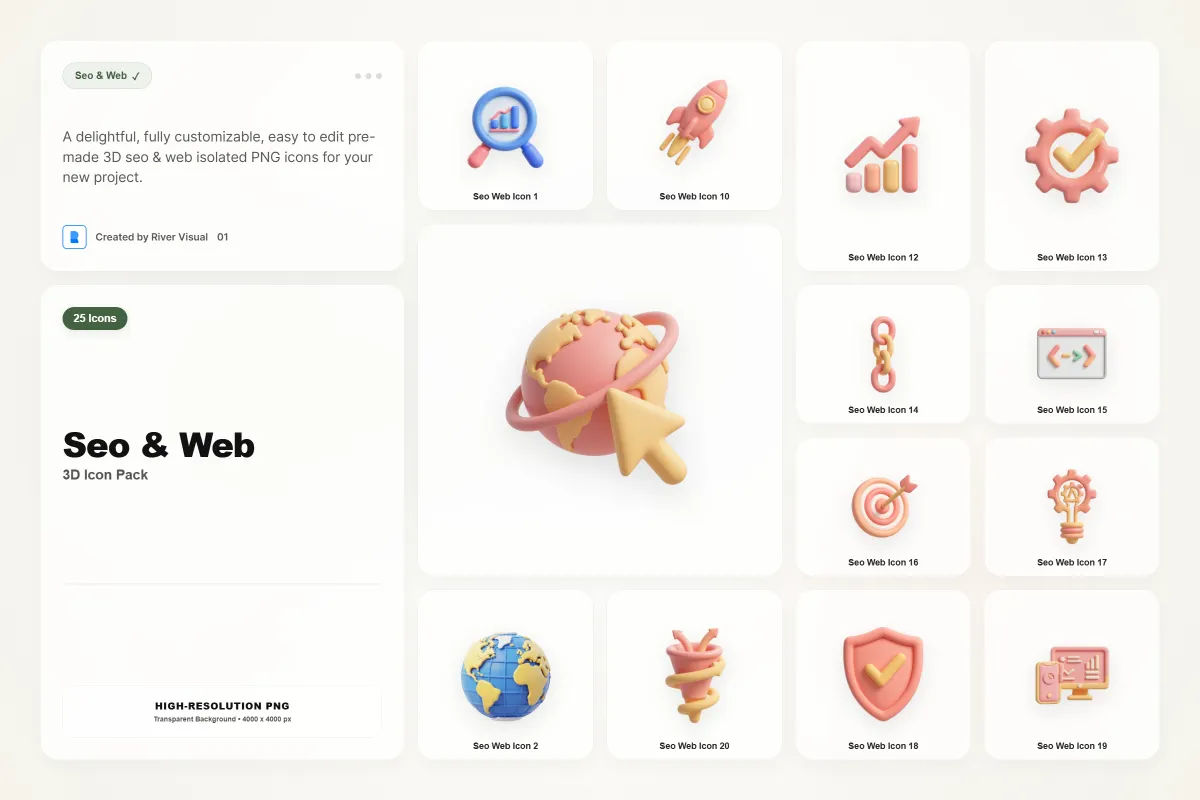 3D SEO & Web Icons