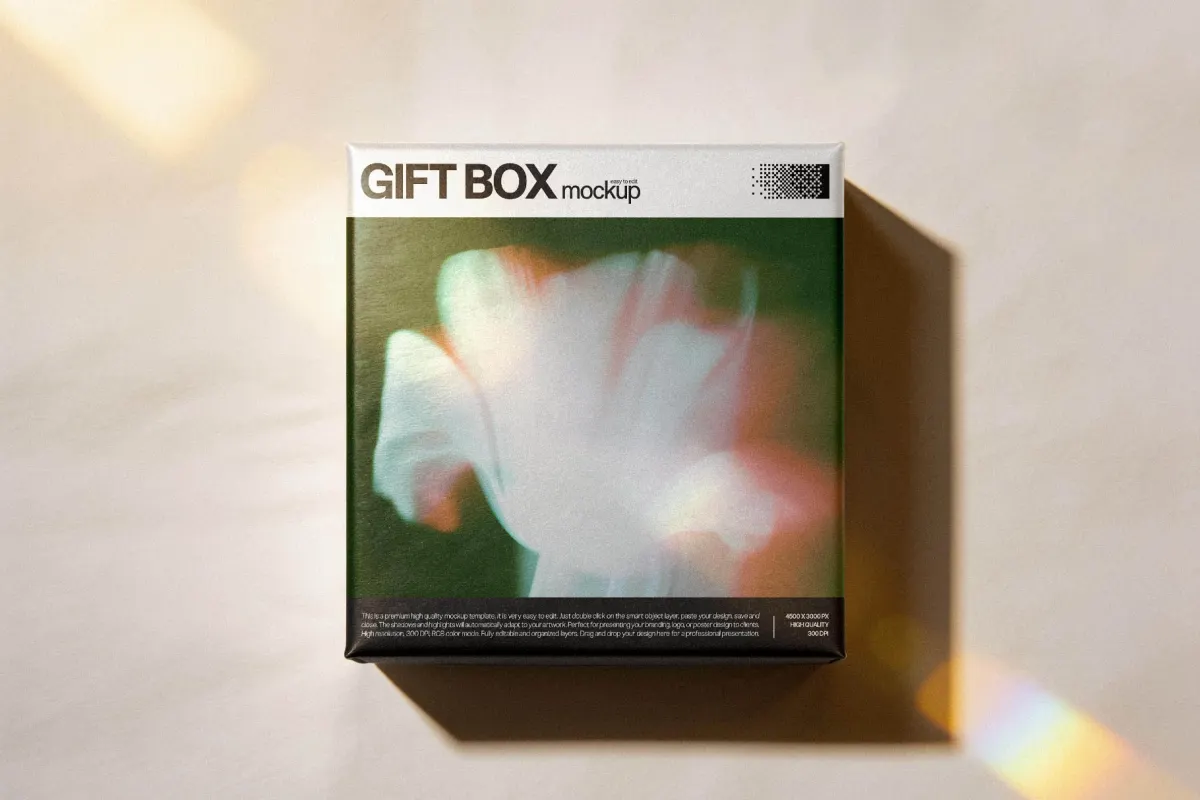 Square Gift Box Mockup Top View