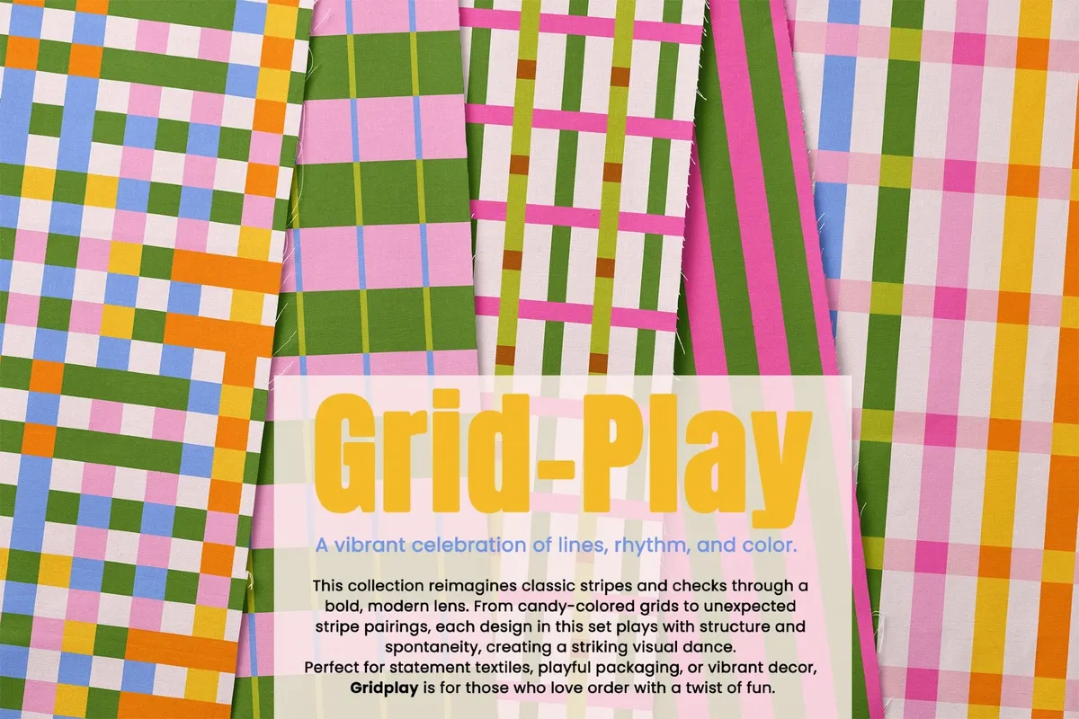 Grid Play -  Stripes & Plaids Seamless Patterns