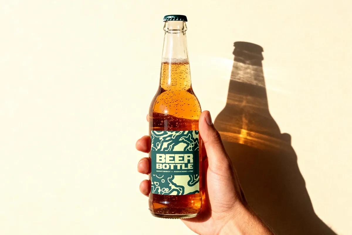 Beer Bottle Mockup in Hand