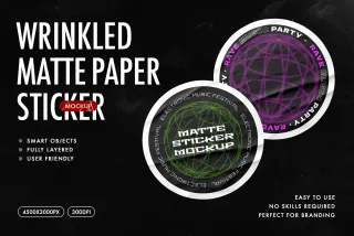 Wrinkled Matte Sticker Mockup