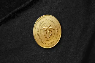 Gold Embossed Pin Logo Mockup