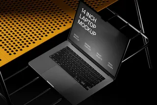 Top-Down MacBook Pro 14 with Diagonal Shadows