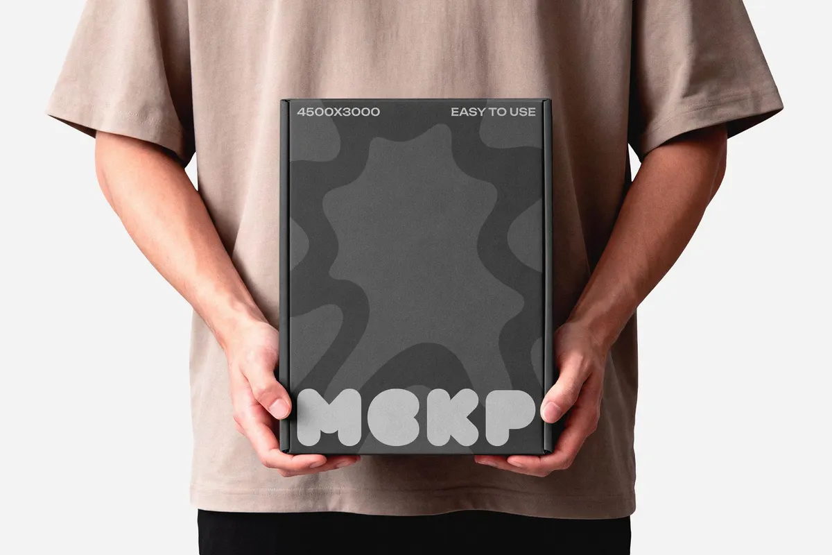 Box In Hands Mockup