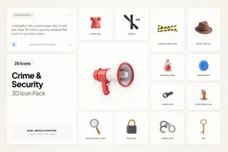 3D Crime & Security Icons