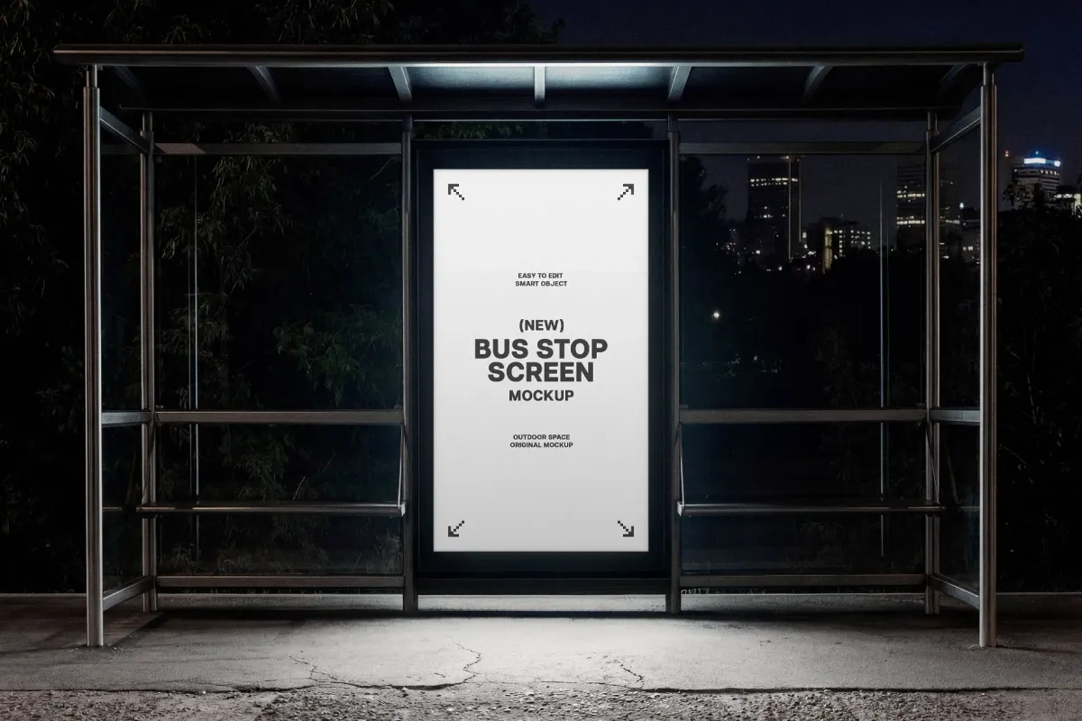 Vertical Bus Stop Screen Mockup