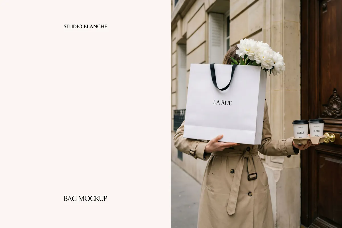 Luxury Shopping Bag & Coffee Cup Mockup