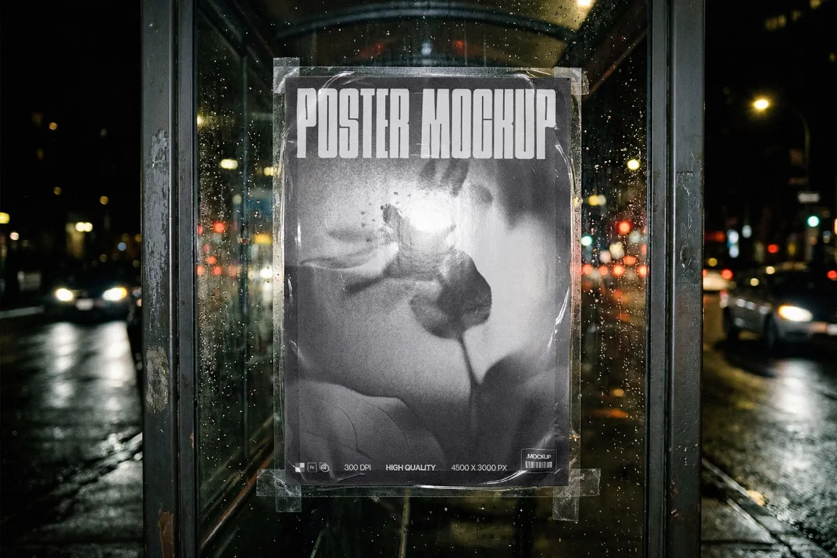 Rainy Street Poster Mockup