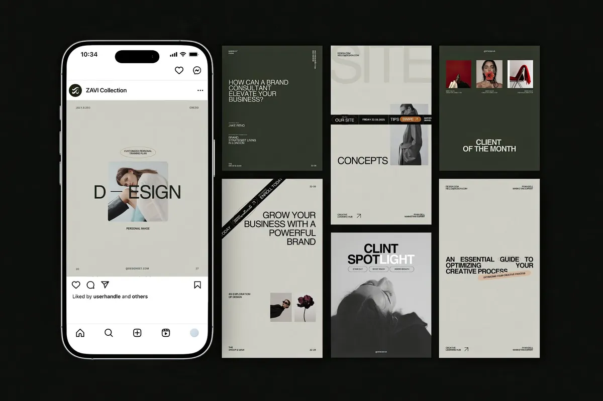 ZAVI Instagram Post & Story Canva Templates for Canva Vol.3
