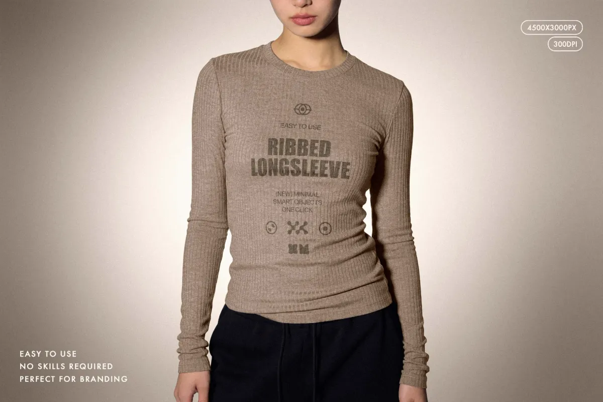 Women's Ribbed Longsleeve Mockup