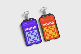 Realistic Vertical ID Card Mockup