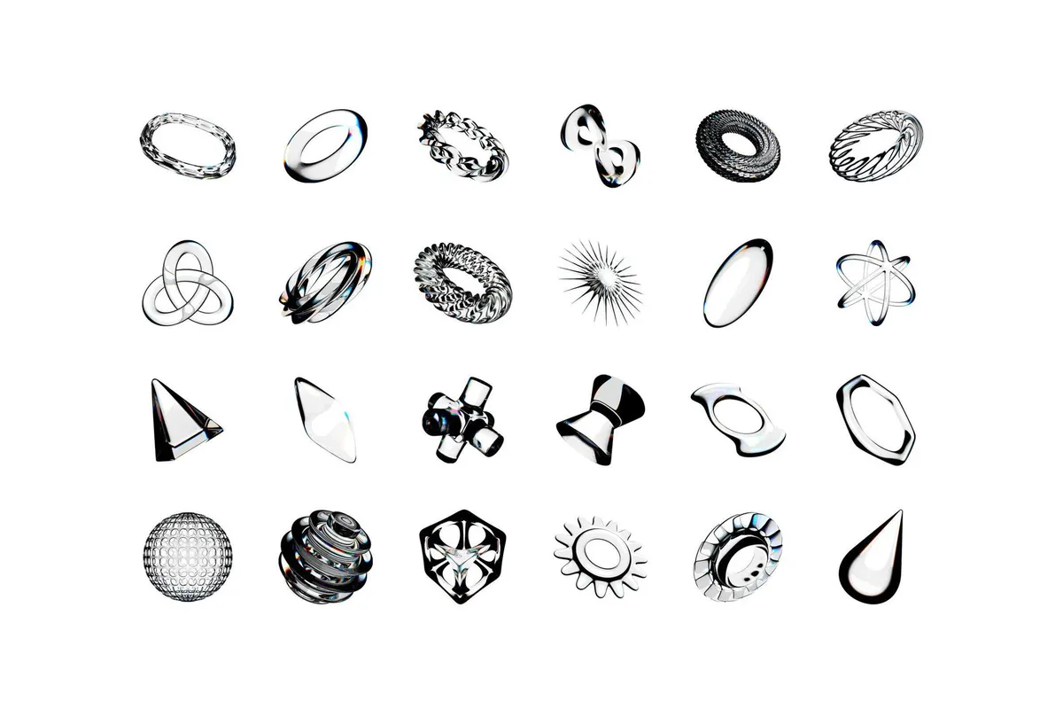 3D Glass Abstract Shapes