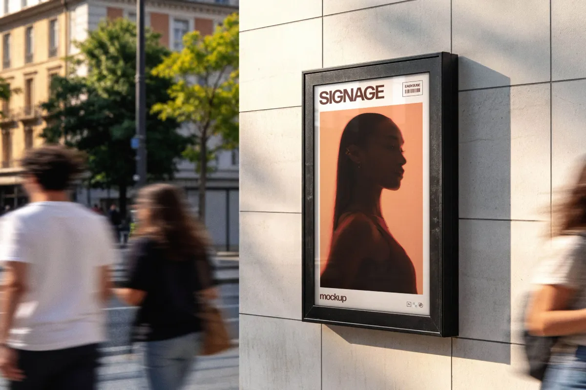 Framed Outdoor Signboard Mockup