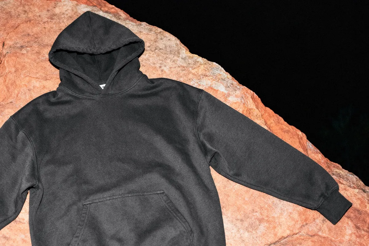 Angled Hoodie Mockup on Natural Rock