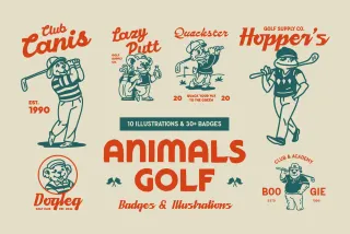 Retro Golf Club Mascot Bundle