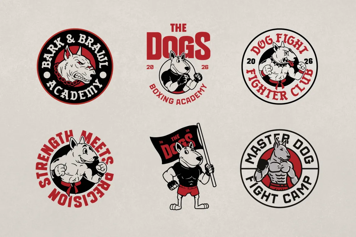 Vintage Fighter Dog Mascot