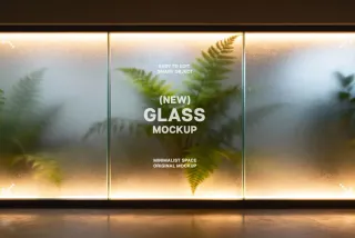 Frosted Glass Wall Mockup