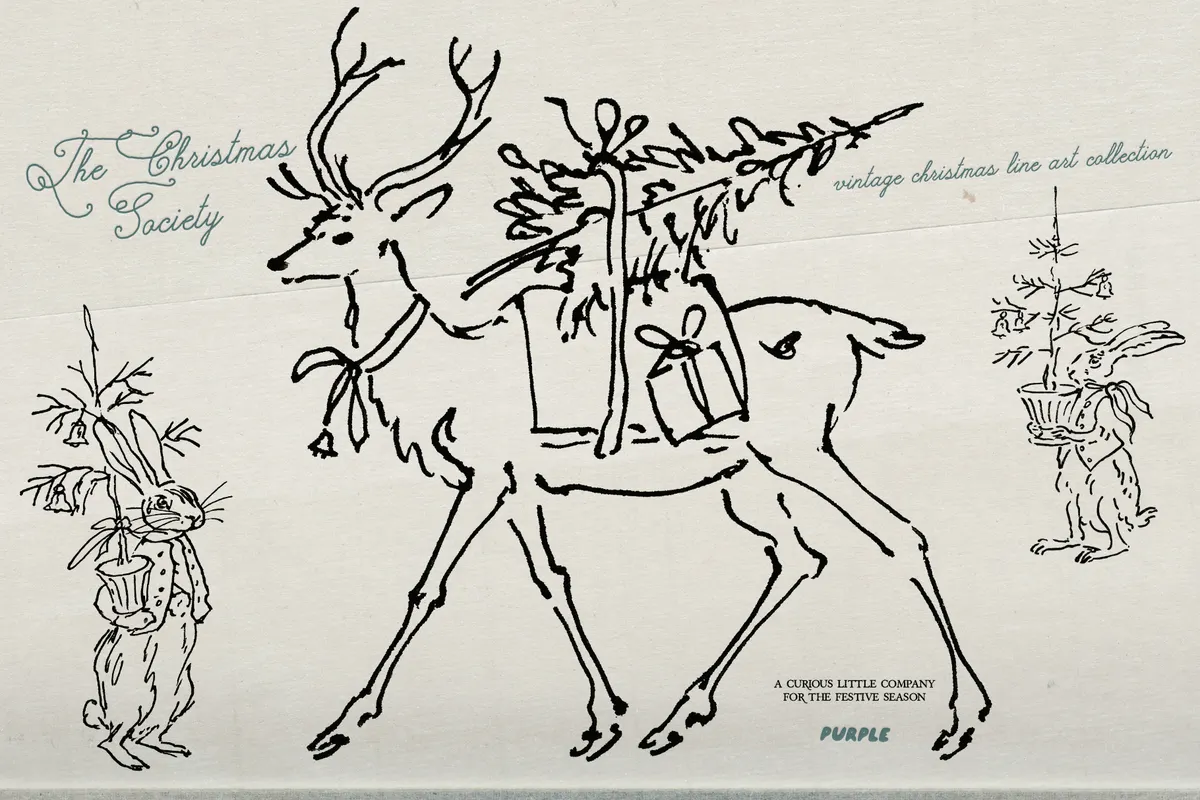 The Christmas Society. Vintage Christmas Line Art