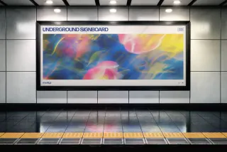 Wide Underground Signboard Mockup
