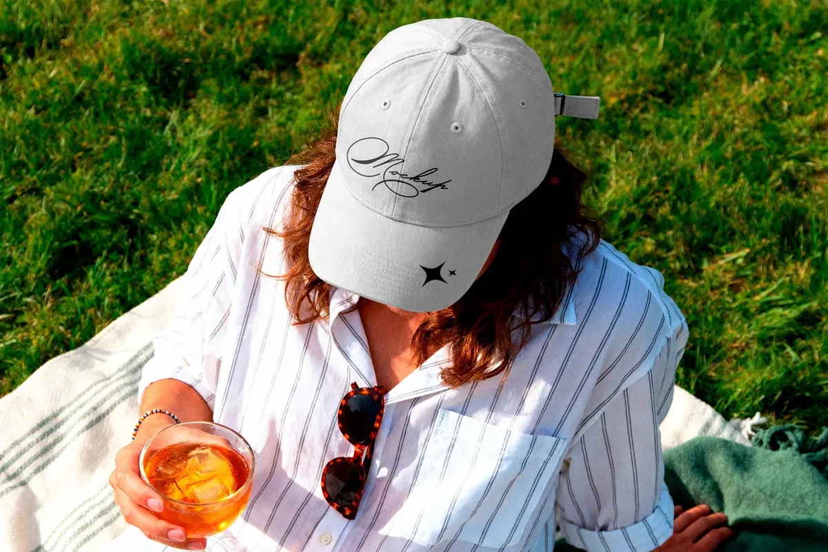 Cap Mockup on Model at Picnic