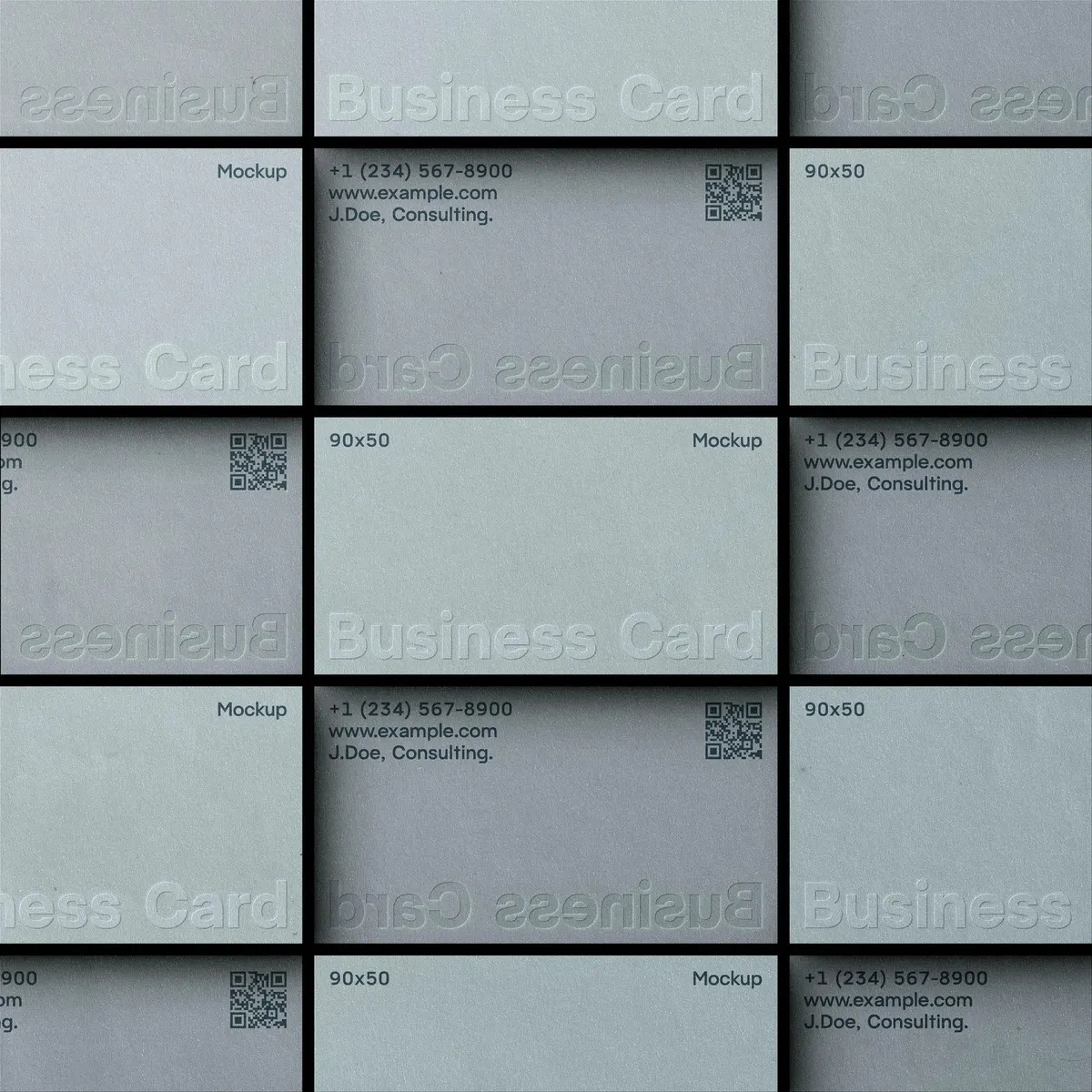 90x50 Business Card Grid Layout Mockup
