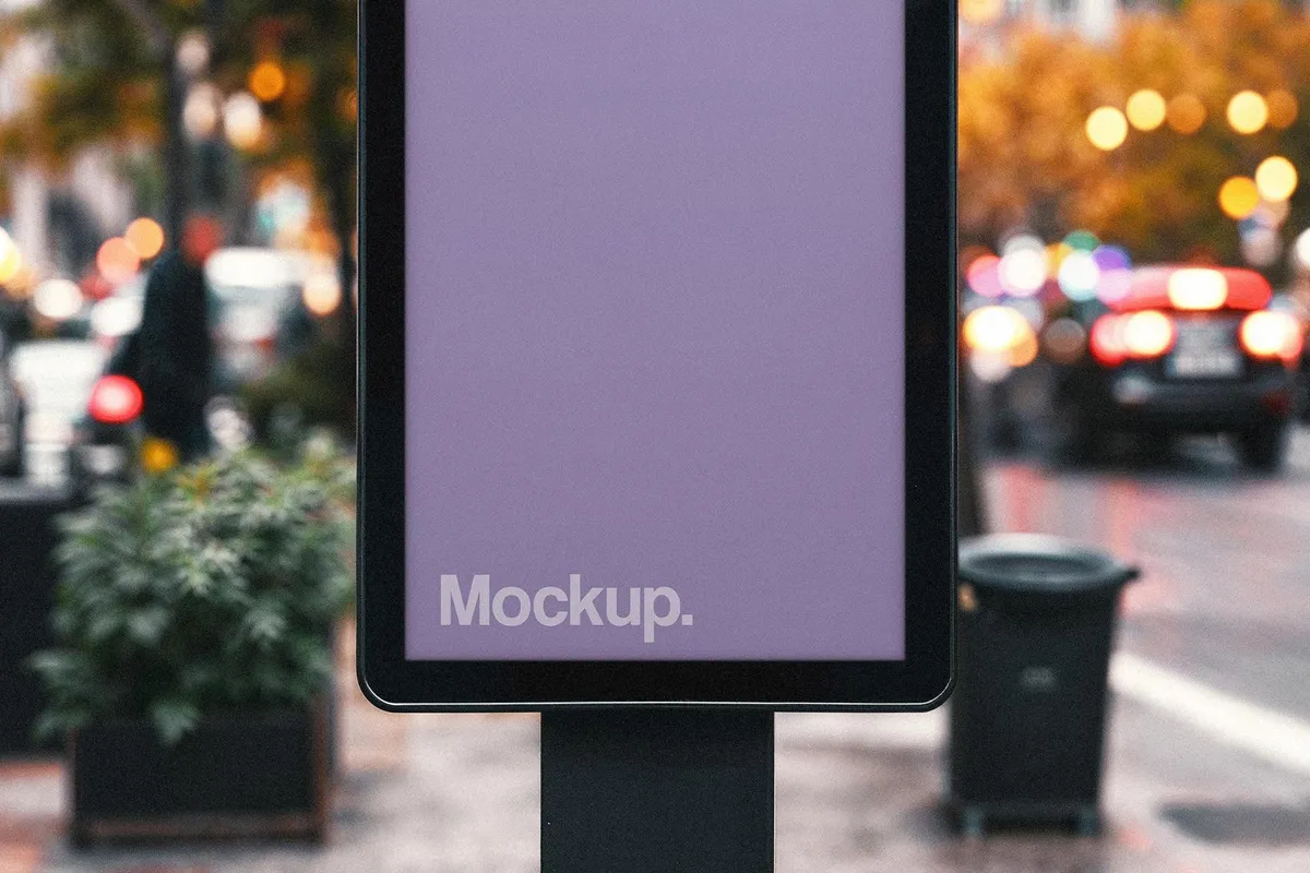 Outdoor Vertical Billboard Mockup