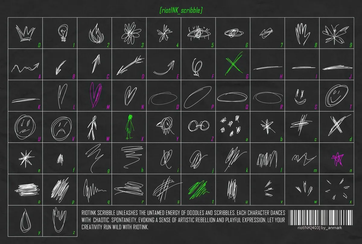 RiotINK. Handwritten Scribble Font